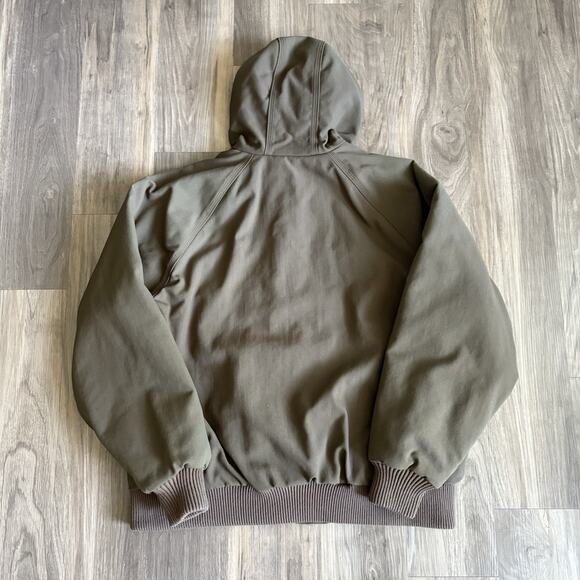 Vintage Carhartt Jacket Active Size L Brown Zip Up Hooded Canvas 1990s - Picture 9 of 9